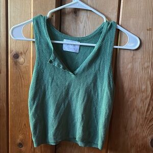 Zara Green Sleeveless Crop Tank Top
